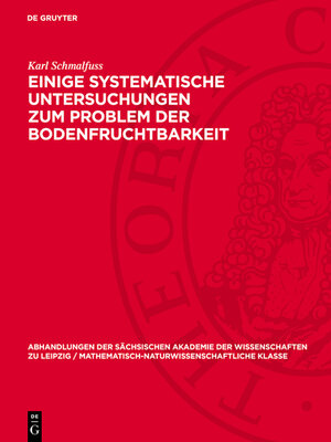 cover image of Einige systematische Untersuchungen zum Problem der Bodenfruchtbarkeit